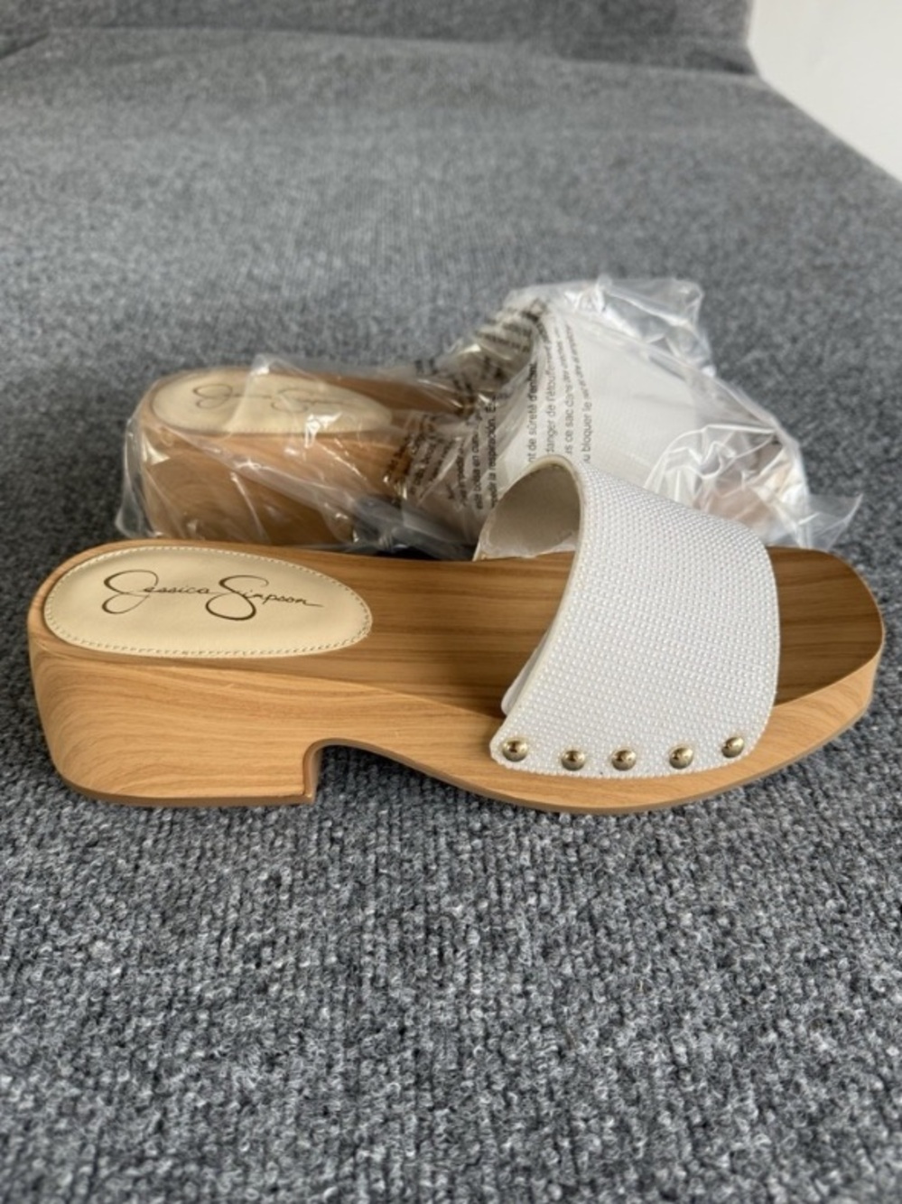 Jessica Simpson Womens Platform Slide Sandal / Wood Grain Clog 8.5M